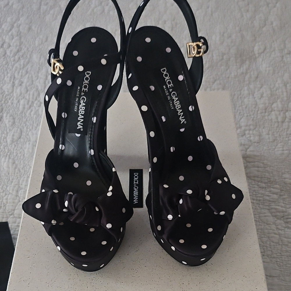 Dolce & Gabbana Black and White Polka Dot Heels